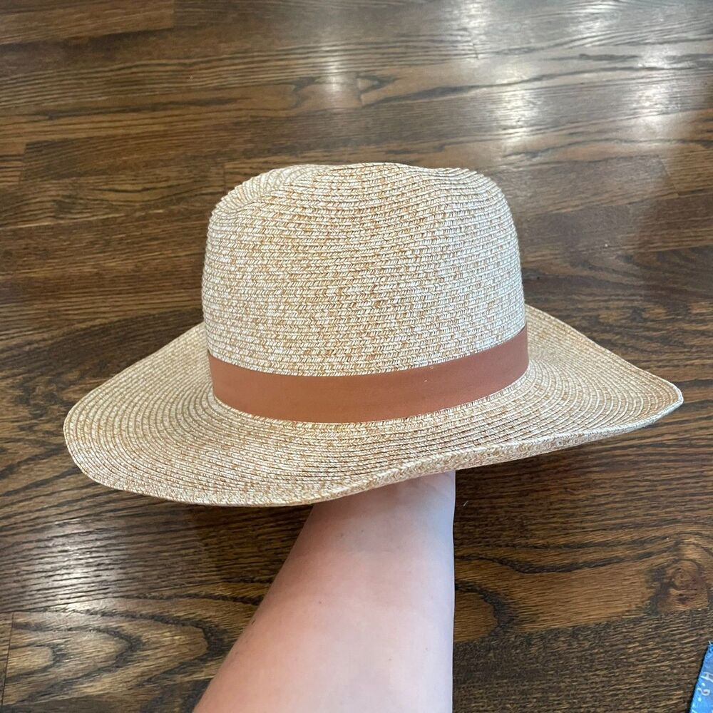 NWT NORDSTROM Adjustable One Size Tan Beige Woven Sun Hat - Picture 3 of 6